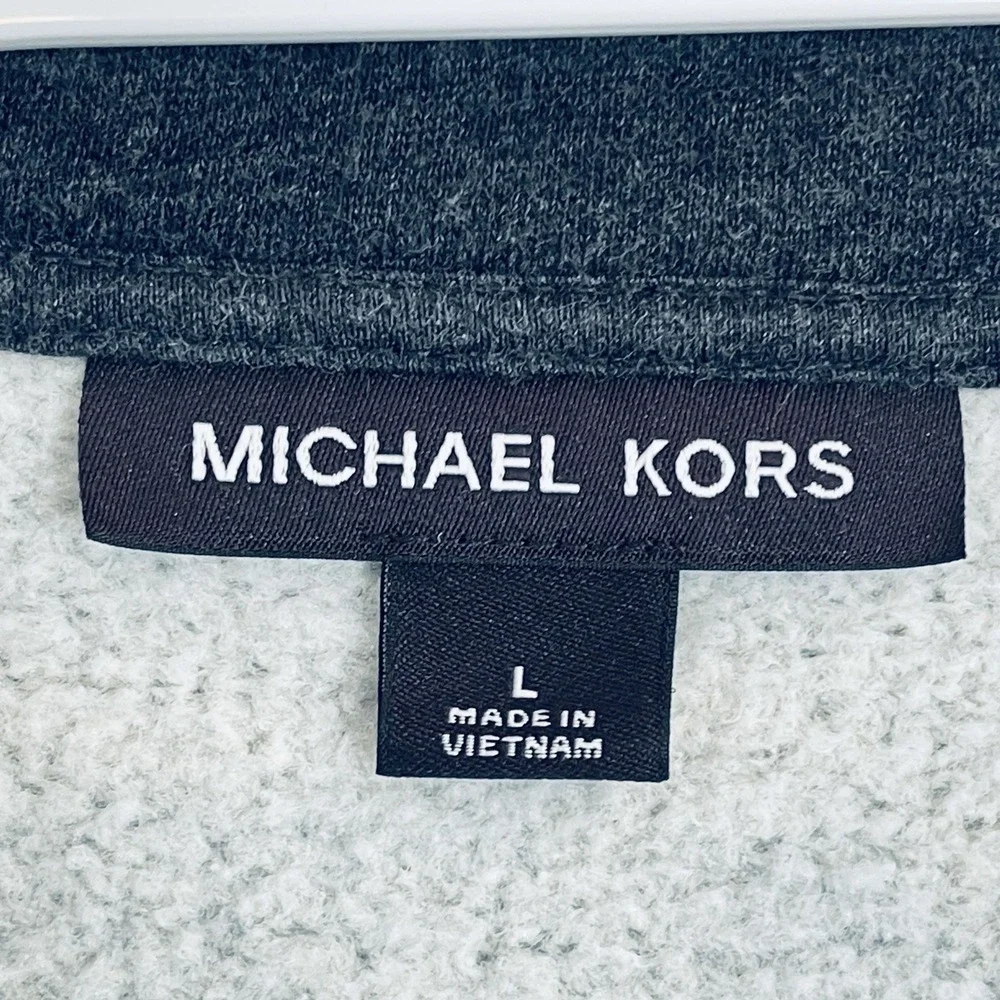 Michael Kors Jacket Mens Large Gray Fleece Bomber‎ Full Zip Stand Collar